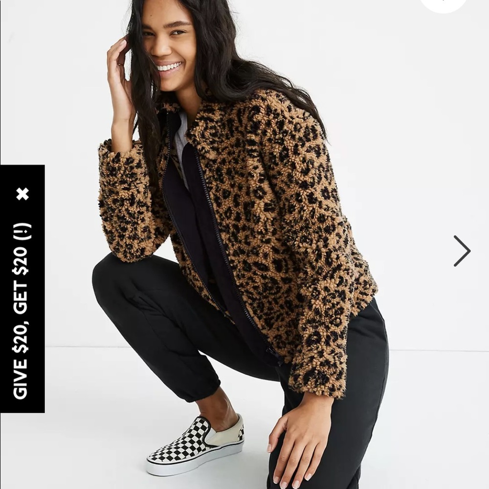 Madewell Sherpa Bomber Jacket in Leopard
